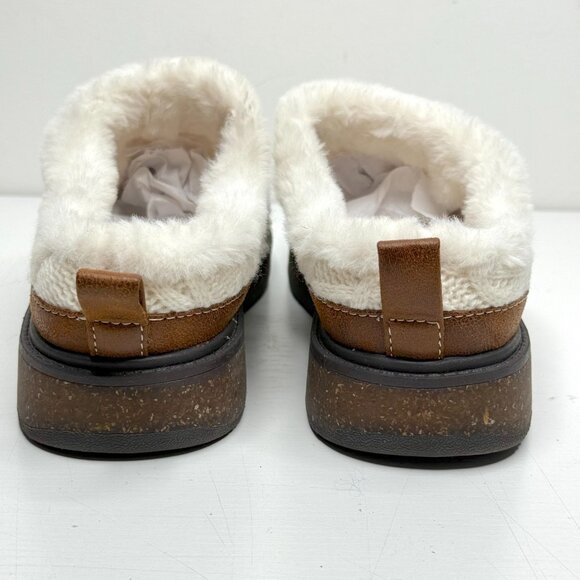 Earth Elements Acacia Cable Knit Suede Faux Fur Comfort Slip On Womens 9 White - Picture 3 of 8